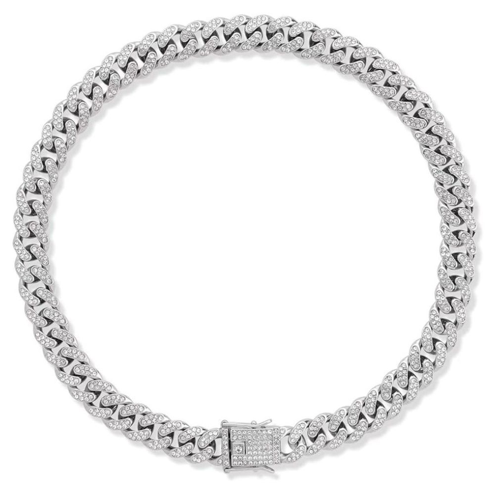 Silver Plated CZ Dog Collar Medium